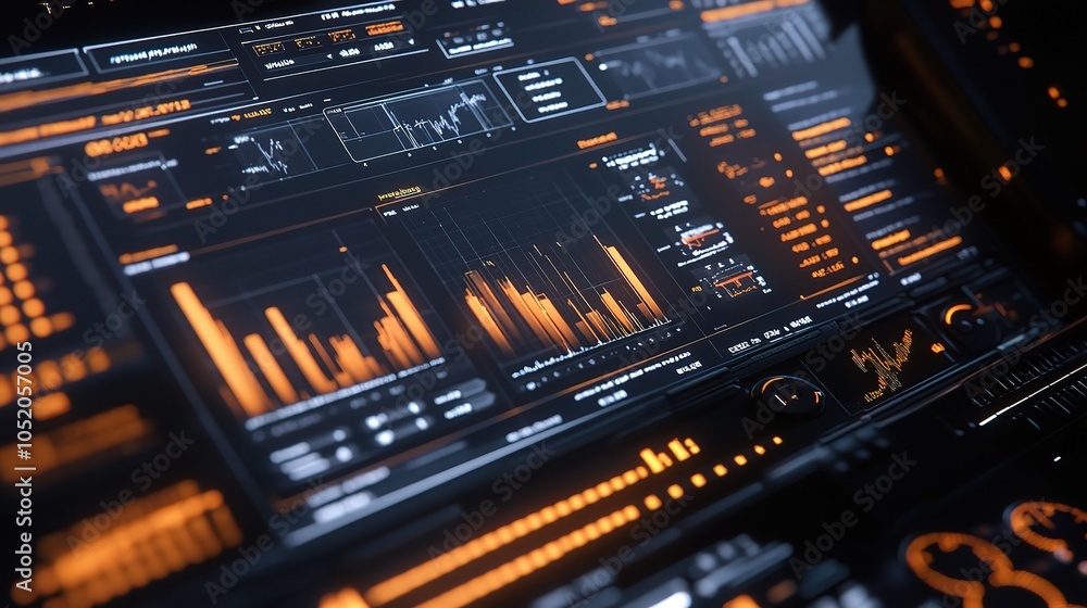 Futuristic Data Dashboard with Orange and Black Theme Futuristic Data Dashboard with Orange and Black Theme