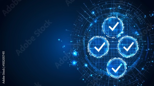 Wallpaper Mural Futuristic Digital Background with Glowing Checkmarks Representing Confirmation and Progress in Technology and Innovation Torontodigital.ca