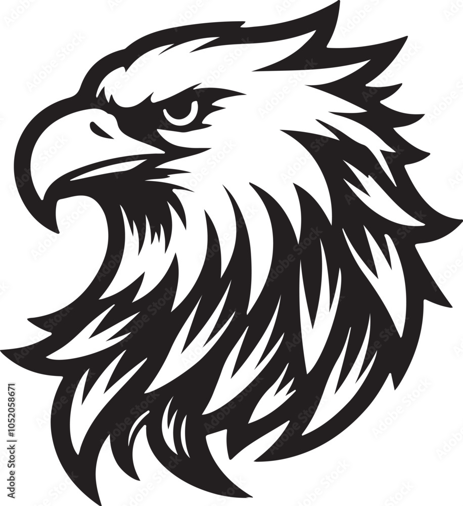 Obraz premium flying eagle head logo icon silhouette vector art flat design illustrations