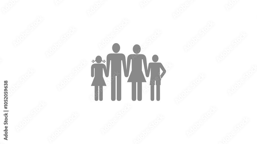 Family peoples shape icon animation on white background Family peoples shape icon animation on white background