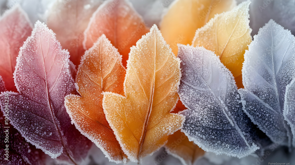 Frost-Covered Autumn Leaves Illustration Frost-Covered Autumn Leaves Illustration