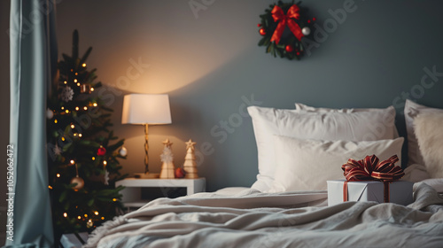 Obraz na płótnie Christmas decorations and gifts in the bedroom or living room. w salonie