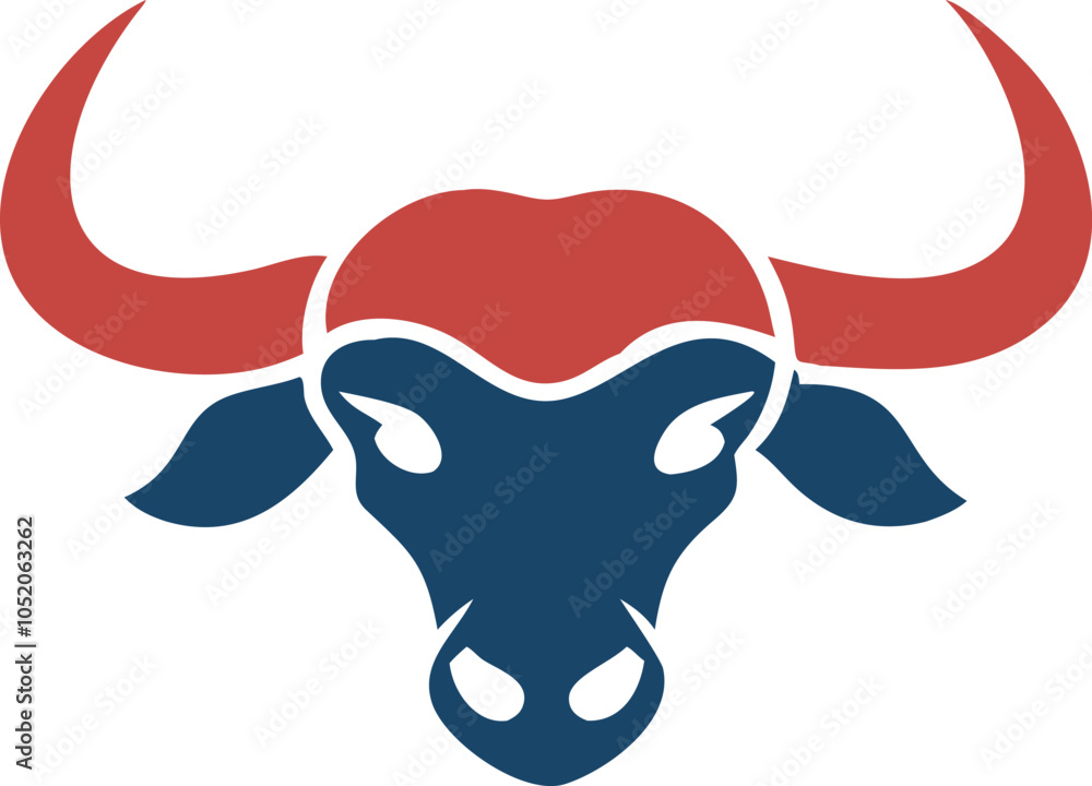 Fototapeta premium Black Buffalo head icon and logo design illustration template vector. Black silhouette bull financial icons. Isolated on a white background. Angry running bull icon illustration. Domestic animal.