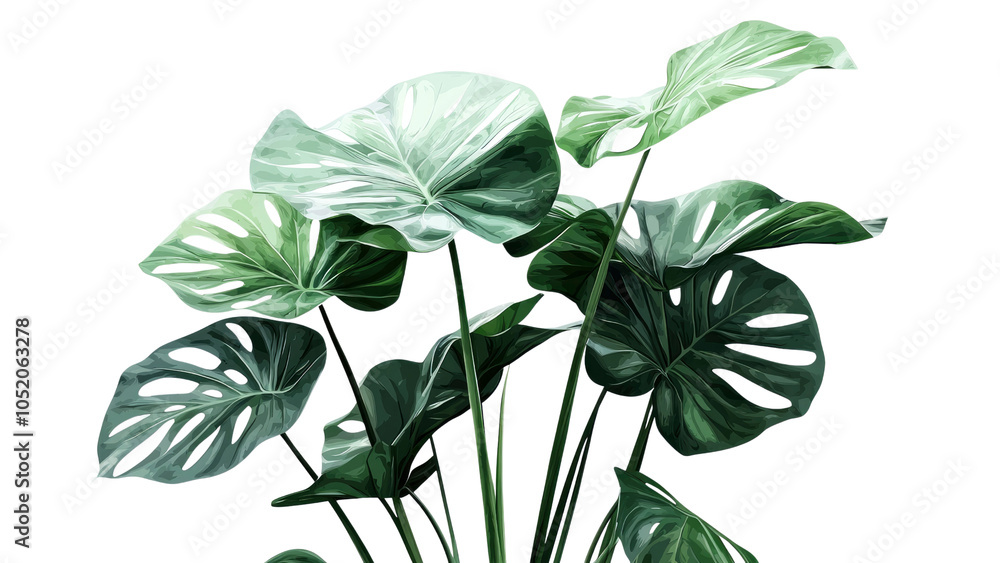 Obraz premium Lush Green Monstera Deliciosa Plant Leaves
