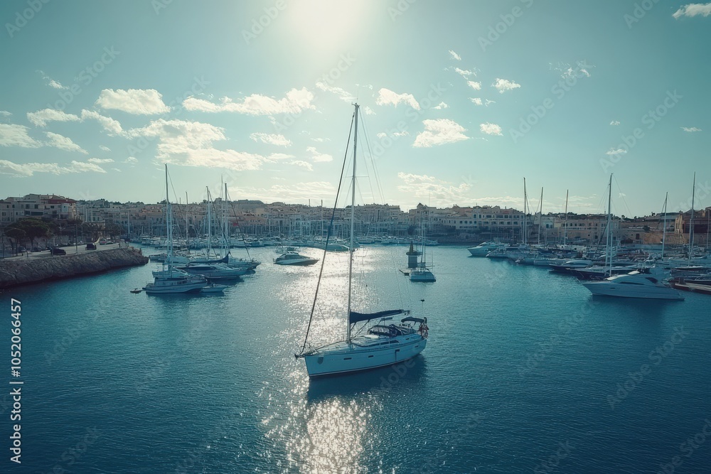 Fototapeta premium Menorca: Old Town Ciutadella Port, a Charming Harbor in the Balearic Islands