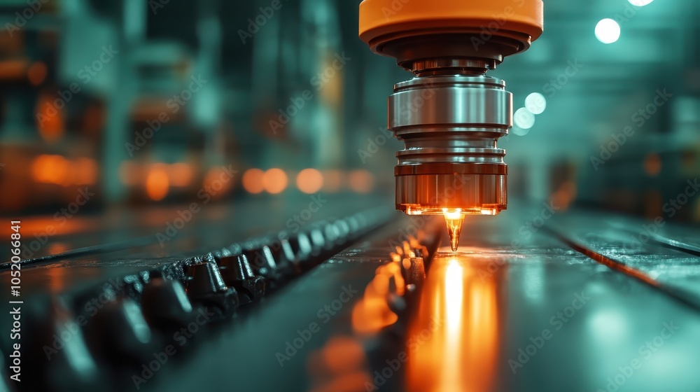 A detailed shot of a CNC machine precisely cutting a piece of metal, exploring themes of industrial craftsmanship, technology mastery, and manufacturing innovation. A detailed shot of a CNC machine precisely cutting a piece of metal, exploring themes of industrial craftsmanship, technology mastery, and manufacturing innovation.