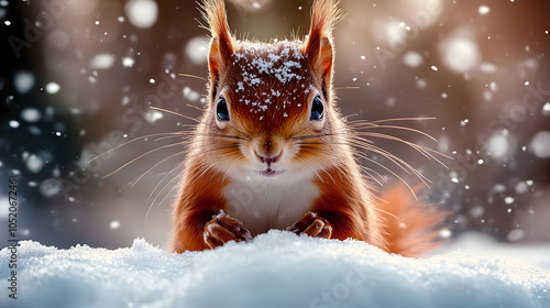 Cute Squirrel in the Snow -...