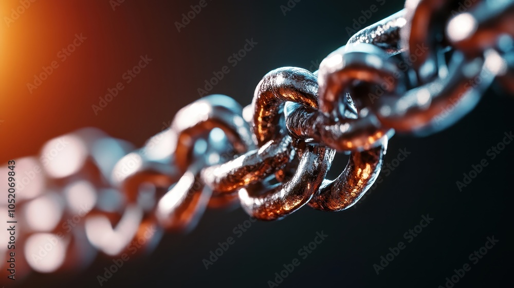 An intricate close-up photo capturing a glowing metallic chain, reflecting warm light, representing resilience and connection in an abstract manner. An intricate close-up photo capturing a glowing metallic chain, reflecting warm light, representing resilience and connection in an abstract manner.