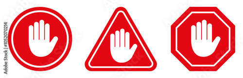 set de señaléticas de stop de advertencia - Vector de stock