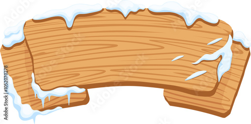 Wooden signboard icon. Snowy style.