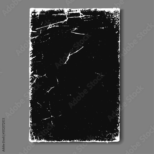 Old vinyl page with scratches and worn effect. Vector isolated retro texture of poster. Cover for music album or poster with vintage surface. Rough and grainy dust textured frame for graphics