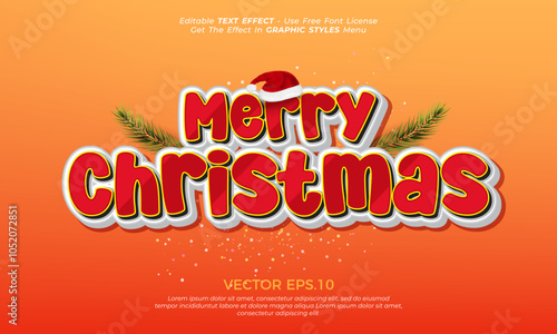 Merry christmas editable vector text effect