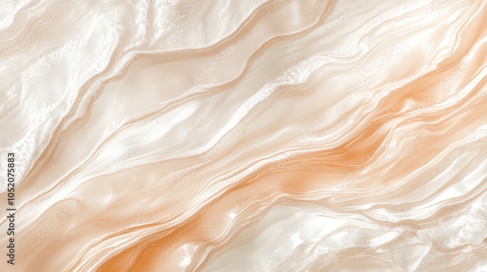 Obraz premium Peach Opal and Cream Gradients with Sunrise Ripples and Pearl Mist Texture: A Serene Digital Background for Morning Wellness and Soft Luxury Brands. High-Resolution Detail.