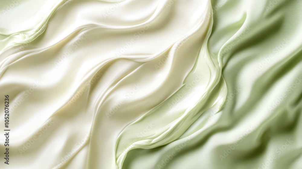 Obraz premium Pistachio and cream gradients with rippling textures: A Digital Background for Organic Beauty, Natural Wellness, and Eco-Luxury Brands in High Resolution.