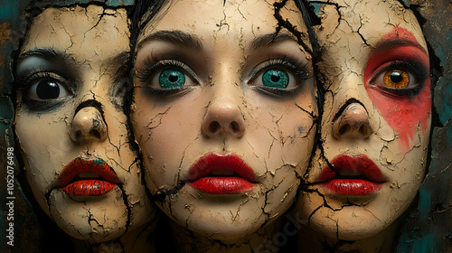 Cracked Faces Illustration