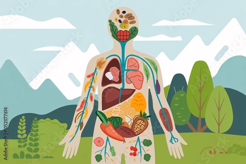 Human Body and Nutrition Illustration photo