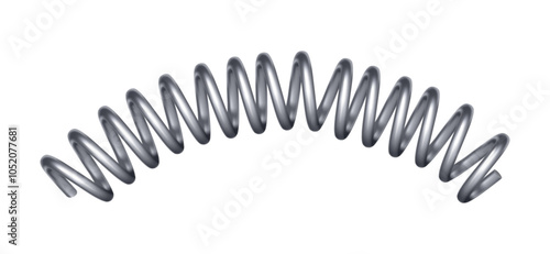 Metal spring spiral shape. Vector realistic icon of swirl line or curved wire cord, shock absorber or equipment part. Repair spare or flexible supplement, industry and engineering equipment