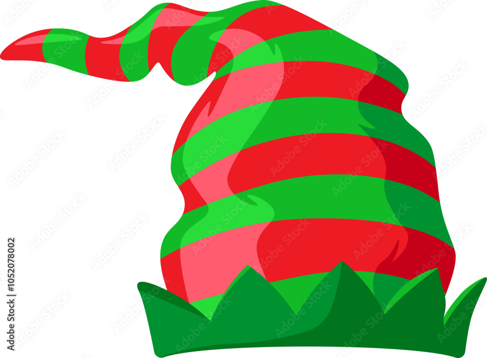 Elf hat sign. Christmas decoration. Cartoon style.
