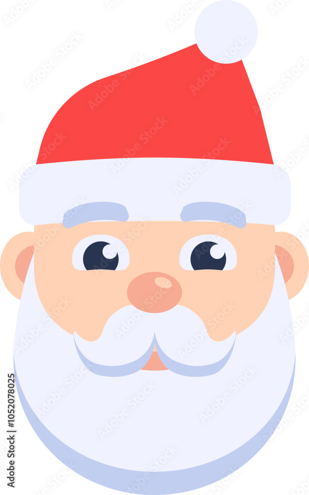 Santa Claus icon. Astonishment face. Cartoon style.