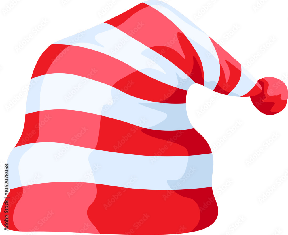 Elf hat icon. Christmas decoration. Cartoon style.