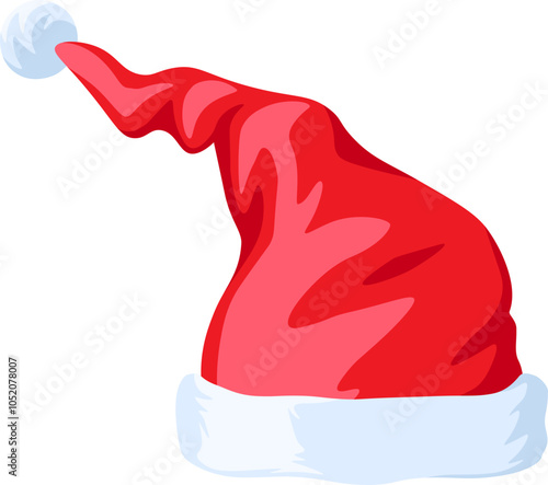 Santa hat icon. Christmas decoration. Cartoon style.