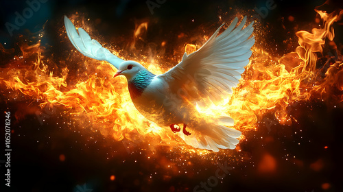 Wallpaper Mural Dove in Flames Illustration Torontodigital.ca