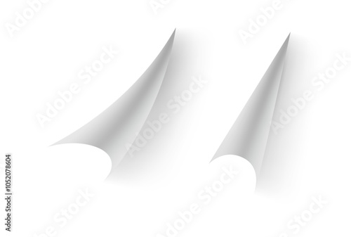 Curly paper page corners, realistic set of sheet curls and turn folds or sticker flips with shadow. Vector blank leaf of book corners with bent peel edges, rolled up or warped parchment