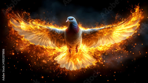 Flaming Dove Illustration
