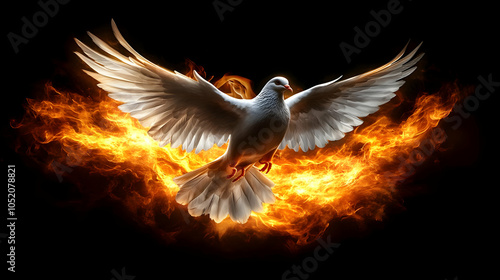 Dove of Peace in Fiery Wings Illustration