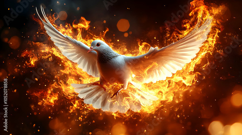 Dove in Flames Illustration