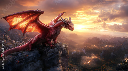 Fiery Dragon on Mountaintop...