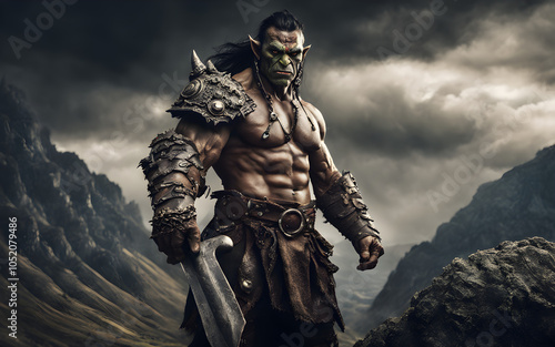 Fierce, battle-ready orc warrior