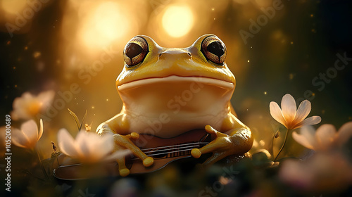 Frog Playing Guitar in a Fi...
