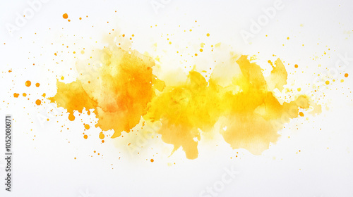 Vibrant yellow watercolor splash with soft edges and splatters evokes creativity