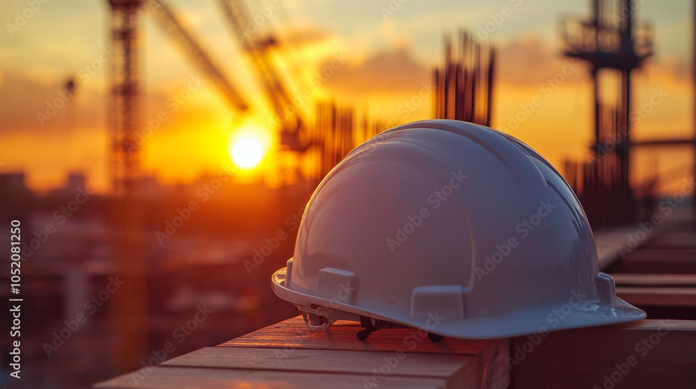 Hard hat on a construction site. Hard hat on a construction site.