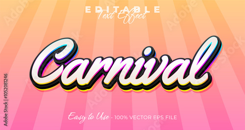 Carnival text effect, typography template vector graphic style