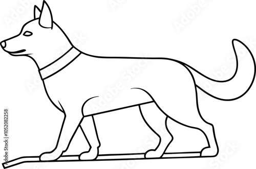 Dog sleding outline vector and line art. Dog sledding flat line icon. Person dogsledding. Winter extreme sport.