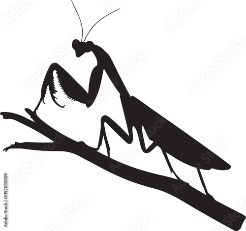 animal mantis black silhouette vector art flat design outline illustrations 