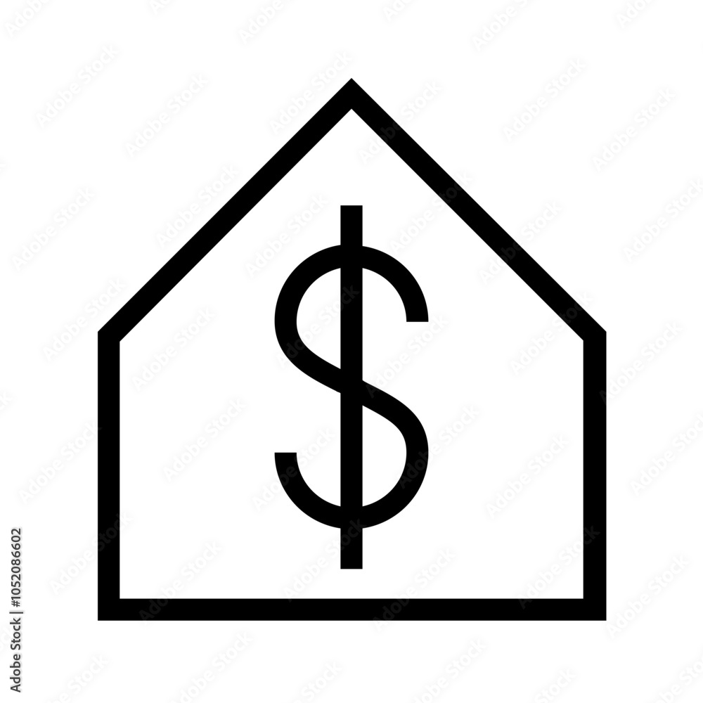 House Money Single Icon in Outline Line Style House Money Single Icon in Outline Line Style
