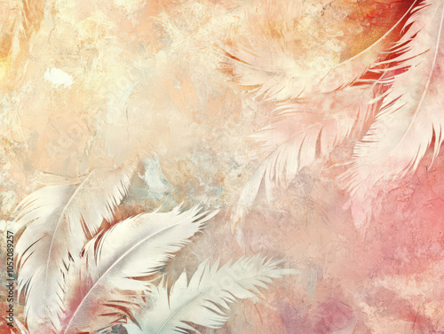 Abstract feather design with soft pastel hues blending in a dreamy composition.