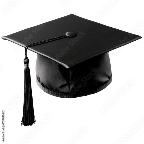 Black Graduation Cap with Tassel on Transparent Background photo