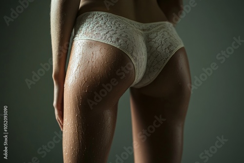 Woman wearing white underwear perfect body shape