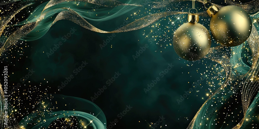 An elegant Christmas background with shimmering gold ornaments and a dark green backdrop, creating a sophisticated holiday atmosphere. An elegant Christmas background with shimmering gold ornaments and a dark green backdrop, creating a sophisticated holiday atmosphere.