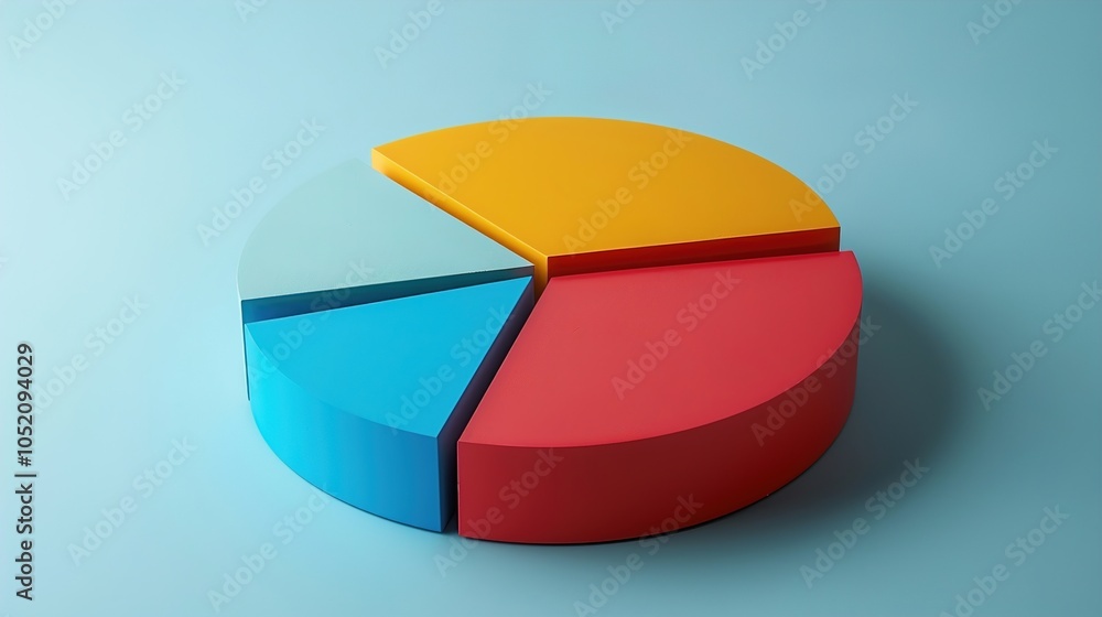 Obraz premium A simple pie chart with three colorful segments reveals data proportions and statistical comparisons effectively