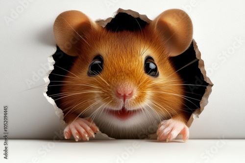 a 2D cartoon illustration of a curious mouse peeking out of a hole simple and playful white background
