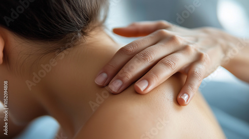 Wallpaper Mural Woman receiving a neck massage - concept of relaxation and neck pain relief Torontodigital.ca