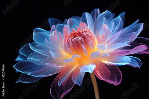 Neon flower dahlia plant inflorescence.