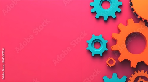 Colorful Gears Pink Background photo