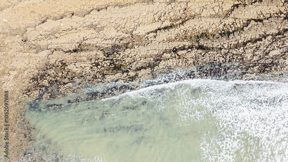 Drone view of Ragounite beach in Jard sur Mer, Vendee, France on a spring day