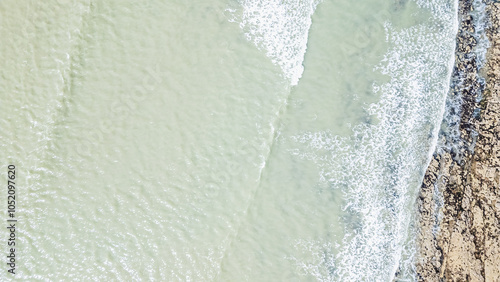 Obraz na płótnie Drone view of Ragounite beach in Jard sur Mer, Vendee, France on a spring day w salonie
